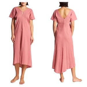 NWT LeSwim "Tyche" Rose Pink Linen Cotton Coverup Dress Size Large